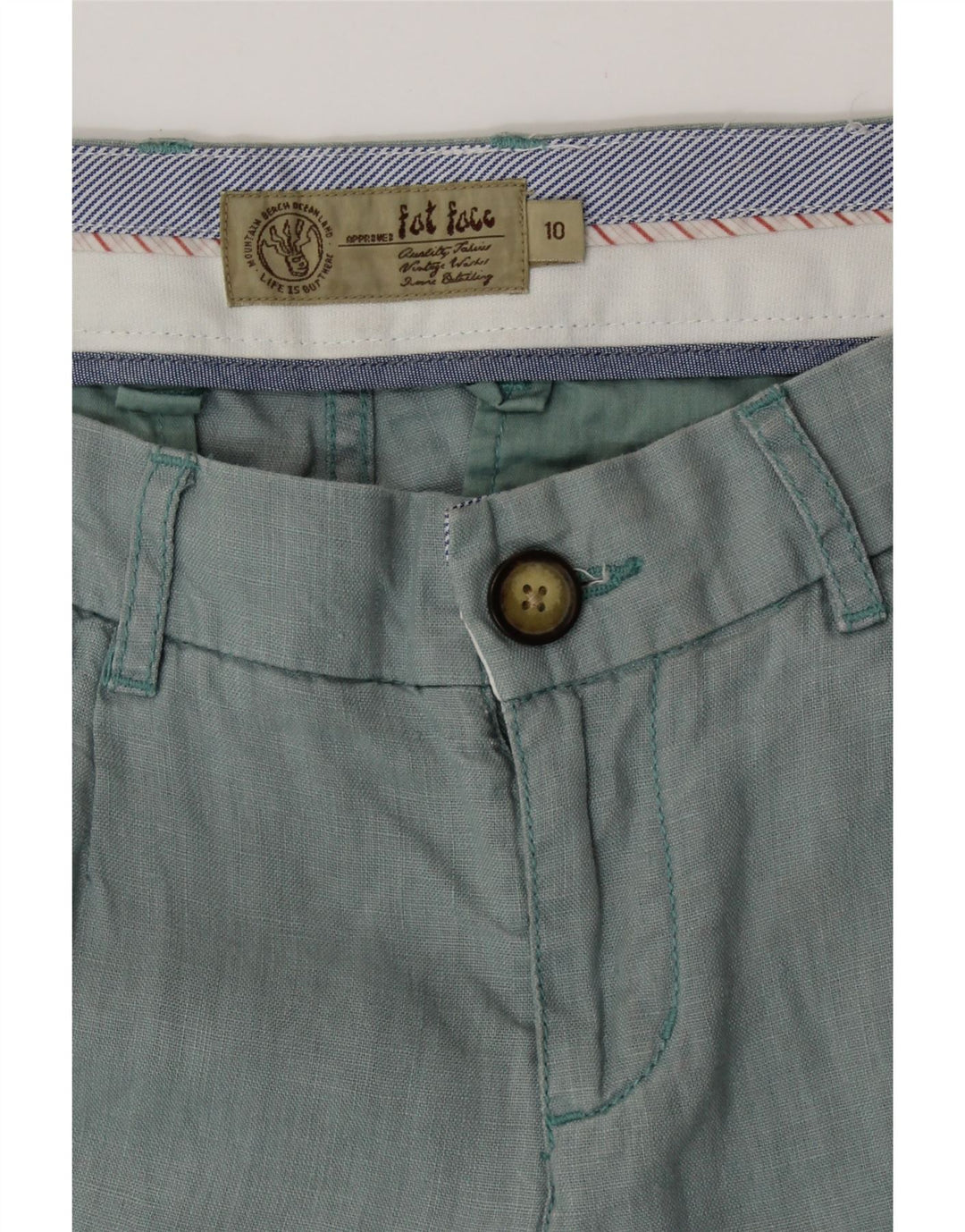 Женские прямые повседневные брюки FAT FACE, Великобритания, 10 маленьких размеров, W32 L25, зеленый лен