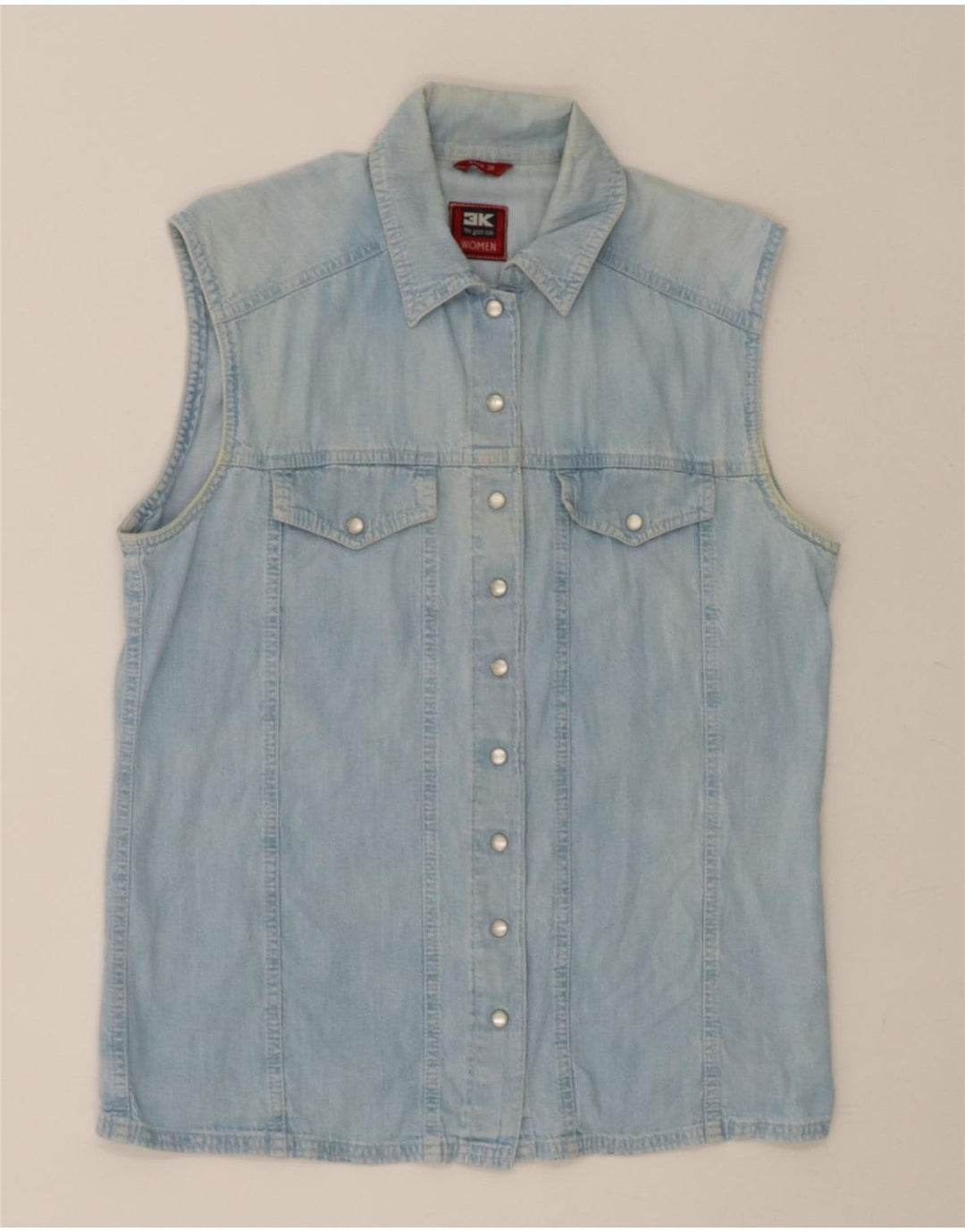 3K Womens Sleeveless Denim Shirt EU 38 Medium Blue Cotton Vintage 3K and Second-Hand 3K from Messina Hembry 