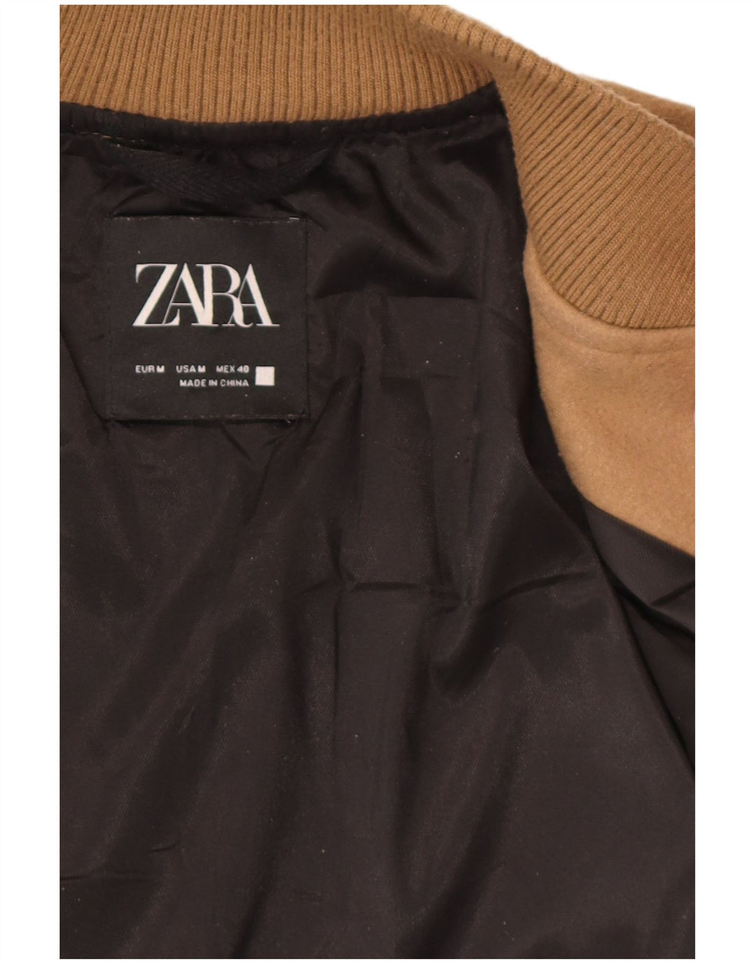 Мужская куртка-бомбер Zara UK 38, средний коричневый полиэстер