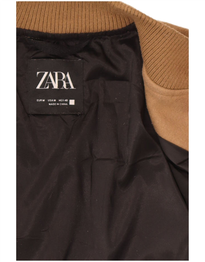 Мужская куртка-бомбер Zara UK 38, средний коричневый полиэстер