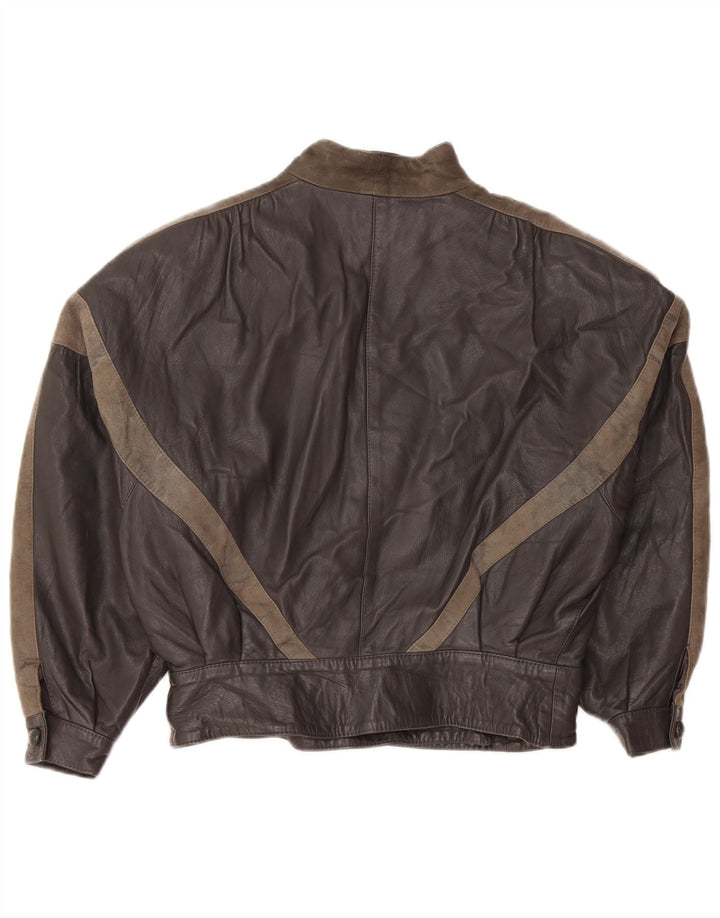 Lavorazione Artigiana Женская куртка IT 44 Средне-серая кожа с цветными блоками