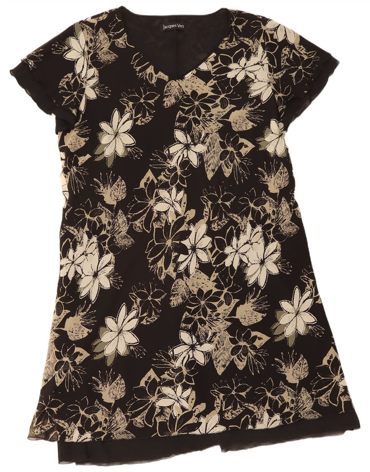 JACQUES VERT Womens A-Line Dress UK 22 3XL Black Floral Polyester