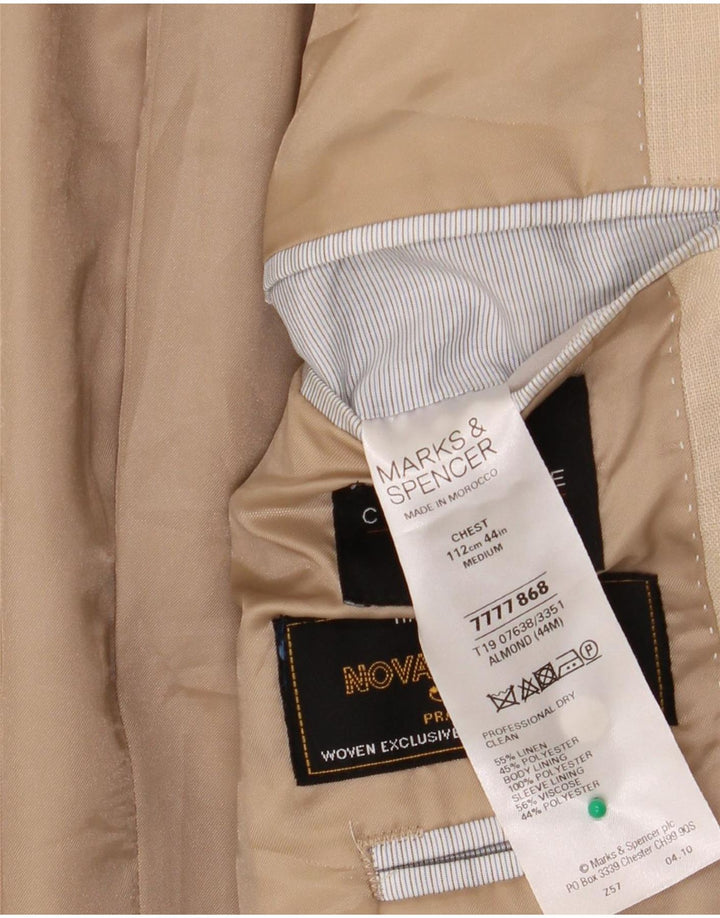Мужской пиджак на двух пуговицах Marks & Spencer UK 44 XL, бежевый лен