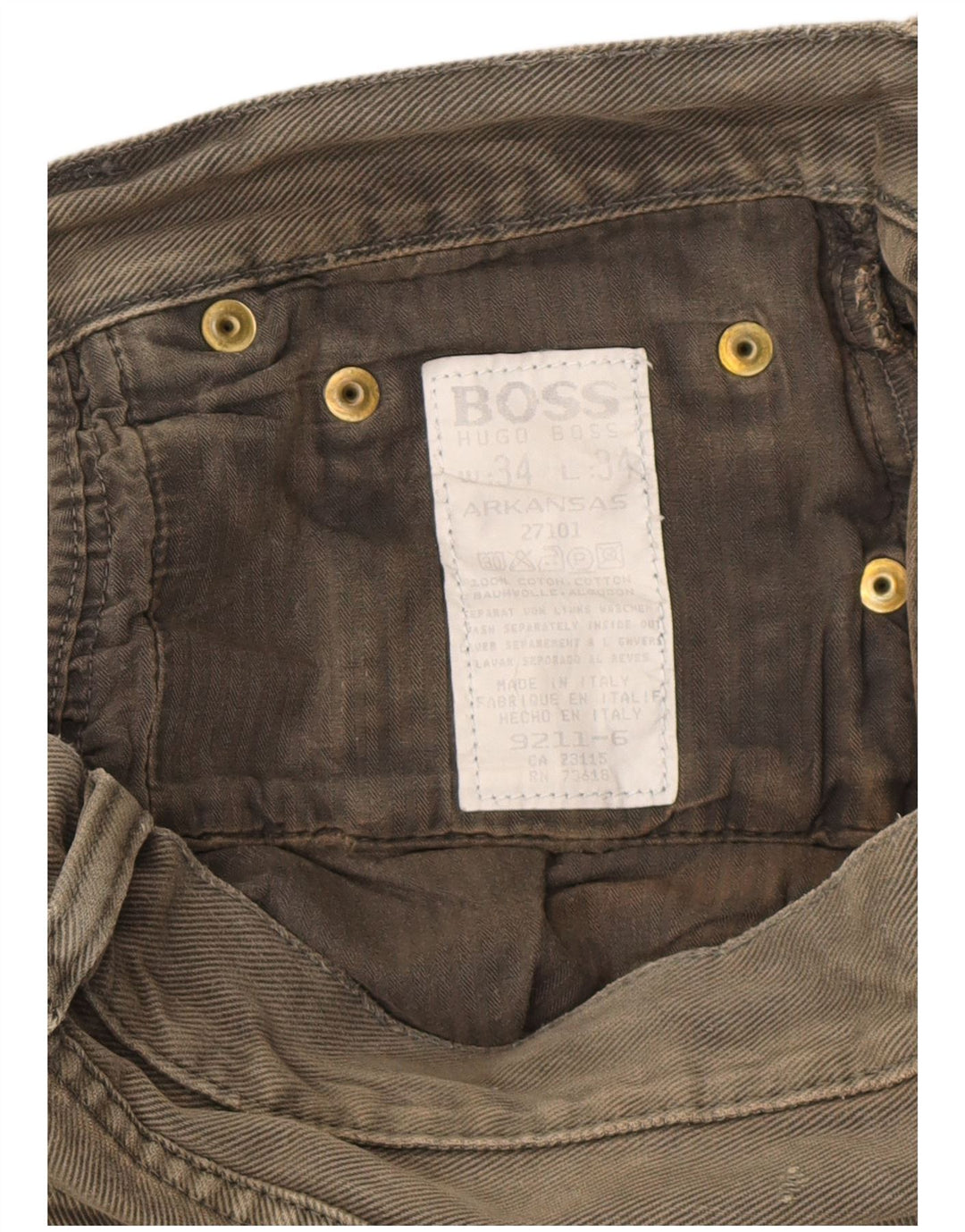 Мужские прямые джинсы HUGO BOSS Arkansas W34 L34, хлопок цвета хаки