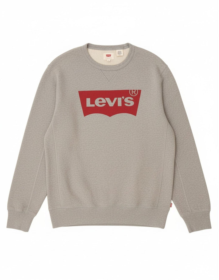 Мужской свитшот с рисунком Levi's, маленький серый хлопковый джемпер