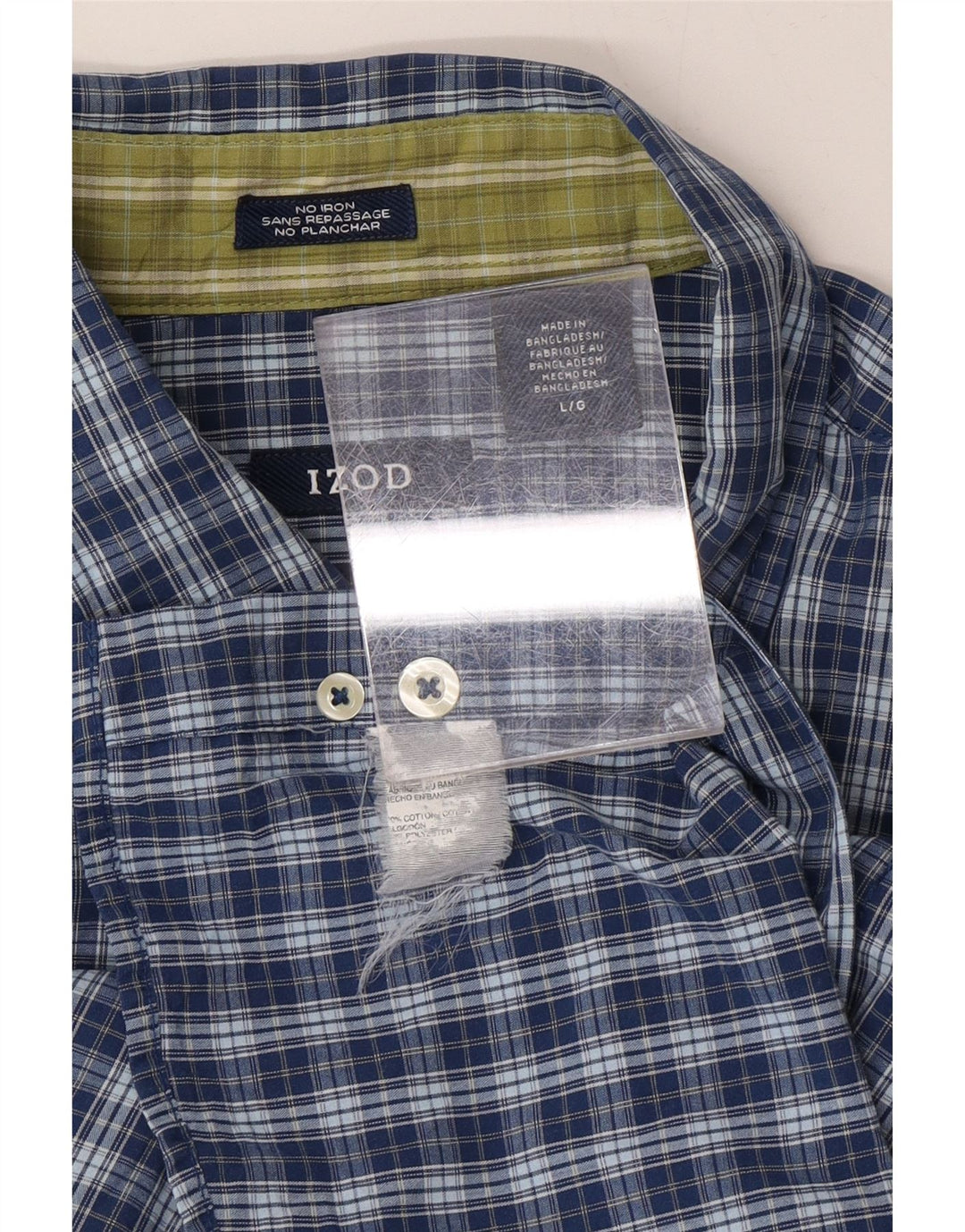 IZOD Mens Shirt Large Blue Check Cotton Vintage Izod and Second-Hand Izod from Messina Hembry 