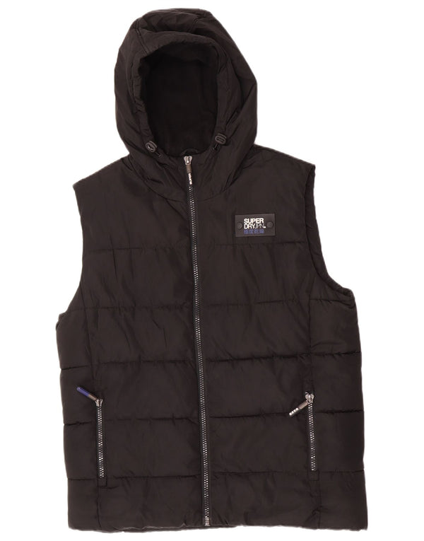 Мужской утепленный жилет с капюшоном Superdry UK 42 XL, черный полиэстер