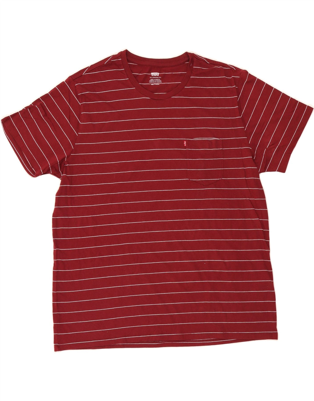 LEVI'S Mens T-Shirt Top 2XL Red Striped Cotton Vintage Levi's and Second-Hand Levi's from Messina Hembry 