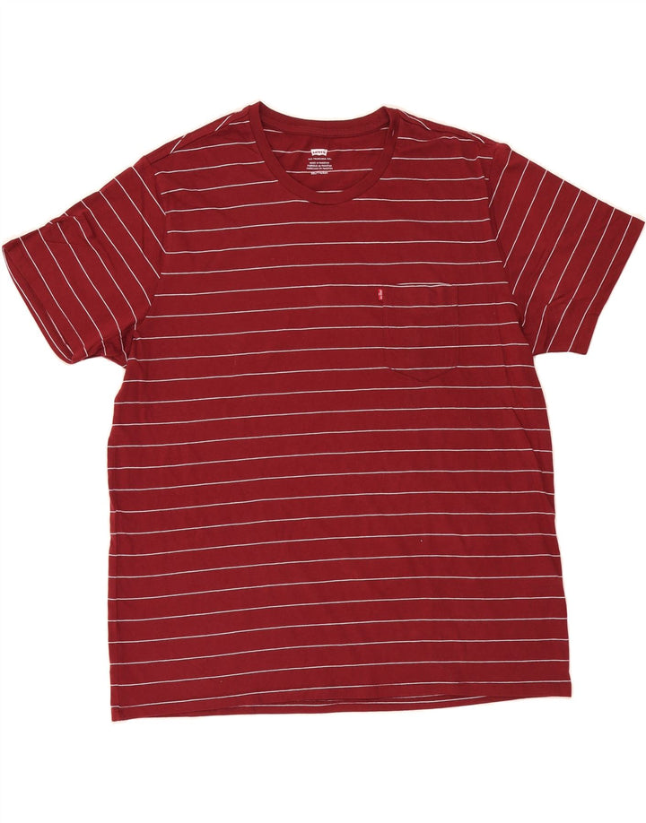 LEVI'S Mens T-Shirt Top 2XL Red Striped Cotton Vintage Levi's and Second-Hand Levi's from Messina Hembry 