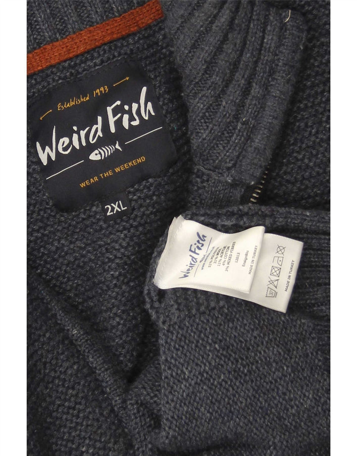 Мужской джемпер с воротником на молнии Weird Fish 2XL, темно-синий, полиэстер