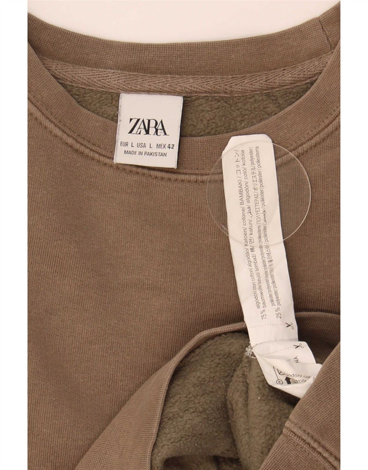 Мужской свитер Zara, большой коричневый хлопковый джемпер