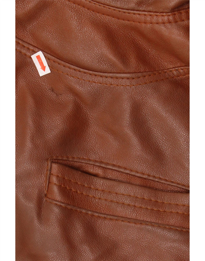 Винтажная мужская кожаная куртка UK 38 среднего коричневого цвета