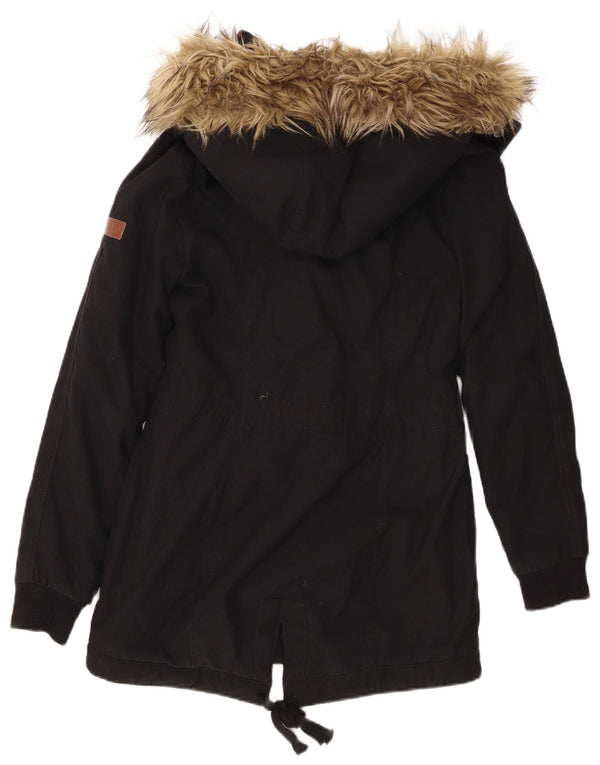 Женская парка из шерпы с капюшоном Hollister UK 6 XS, черный полиэстер