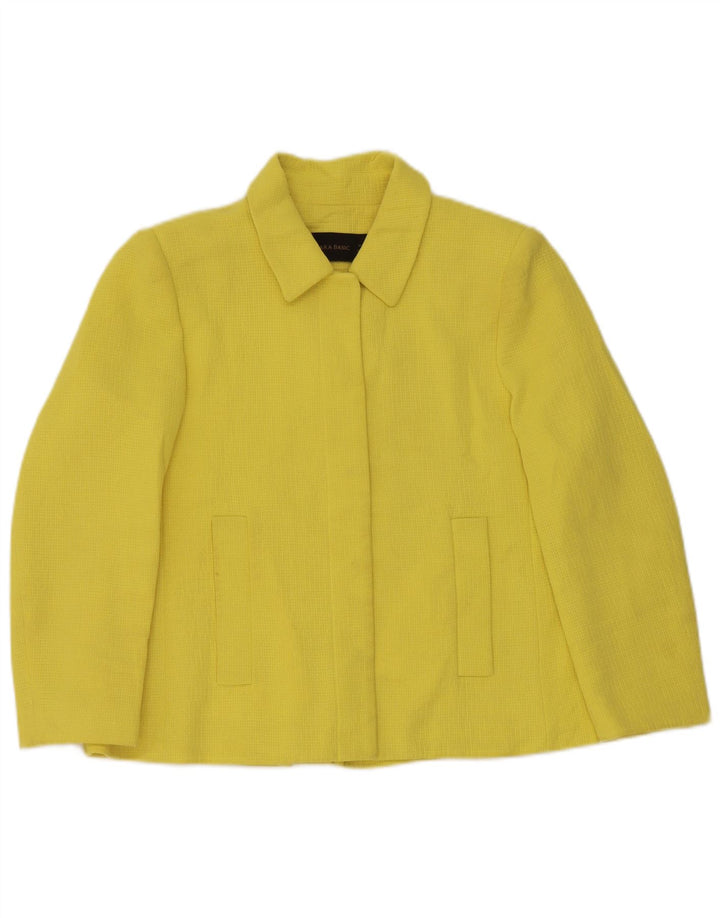 Женский пиджак Zara UK 14, хлопок среднего желтого цвета