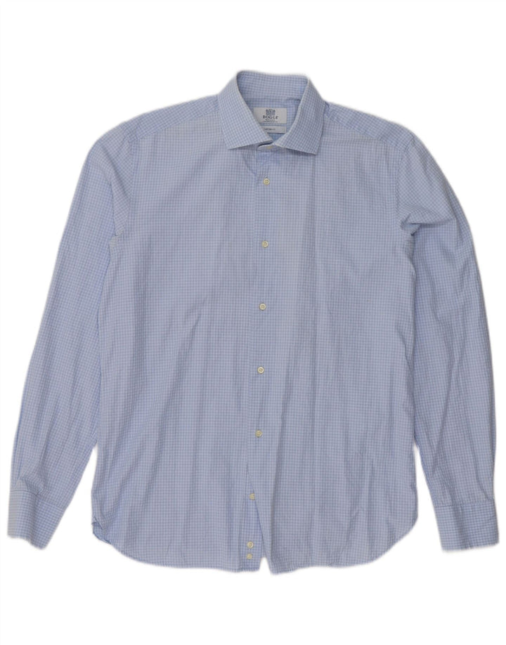 Мужская рубашка Boggi Milano Custom Fit, размер 39 15 1/2, средний синий в клетку