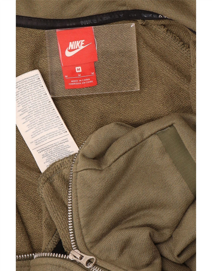 Мужской свитер с капюшоном и молнией с графическим рисунком Nike, хлопковый цвет среднего цвета хаки