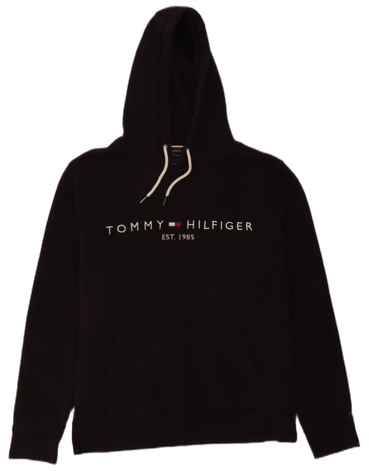 TOMMY HILFIGER Мужской джемпер с капюшоном с рисунком, большой черный, хлопок
