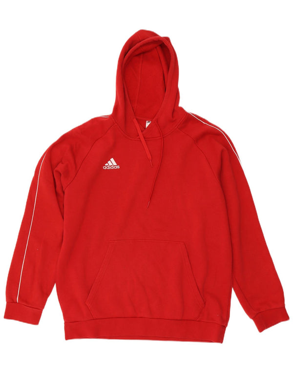 Мужской джемпер с капюшоном Adidas XL, красный хлопок, спортивный