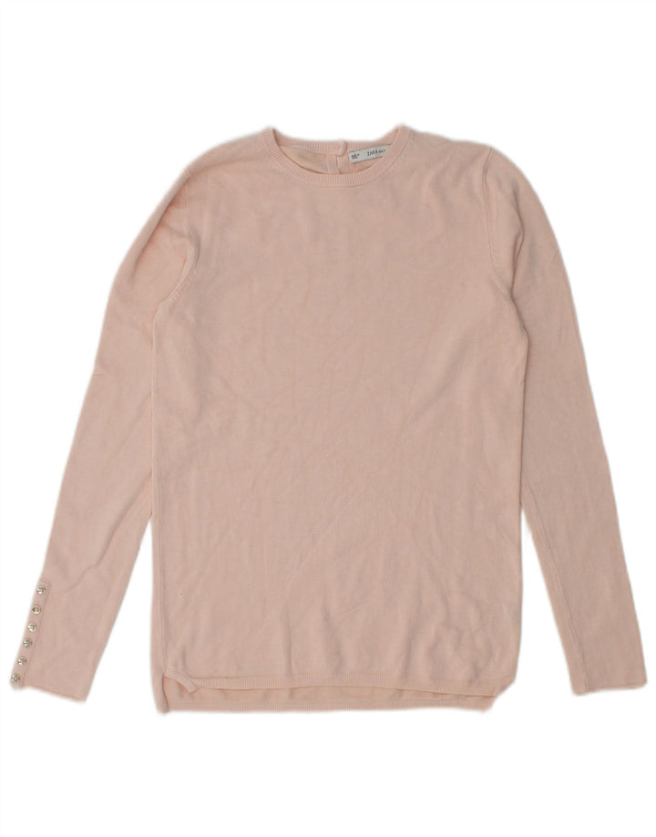Женский джемпер с круглым вырезом Zara UK 12, средний розовый