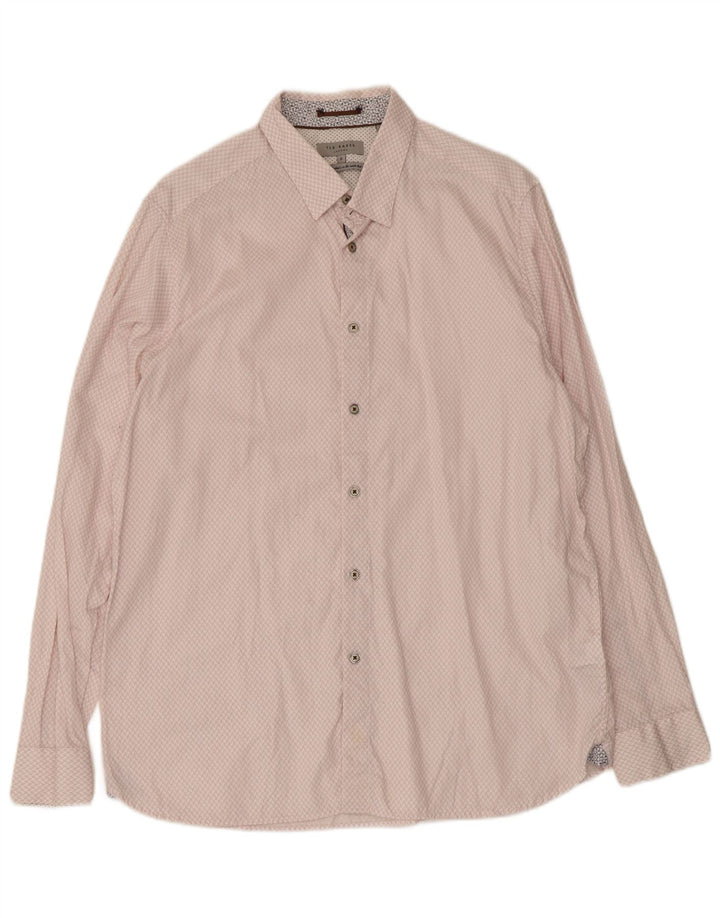 Мужская рубашка Ted Baker, размер 6, 2XL, розовая, хлопковая с геометрическим рисунком