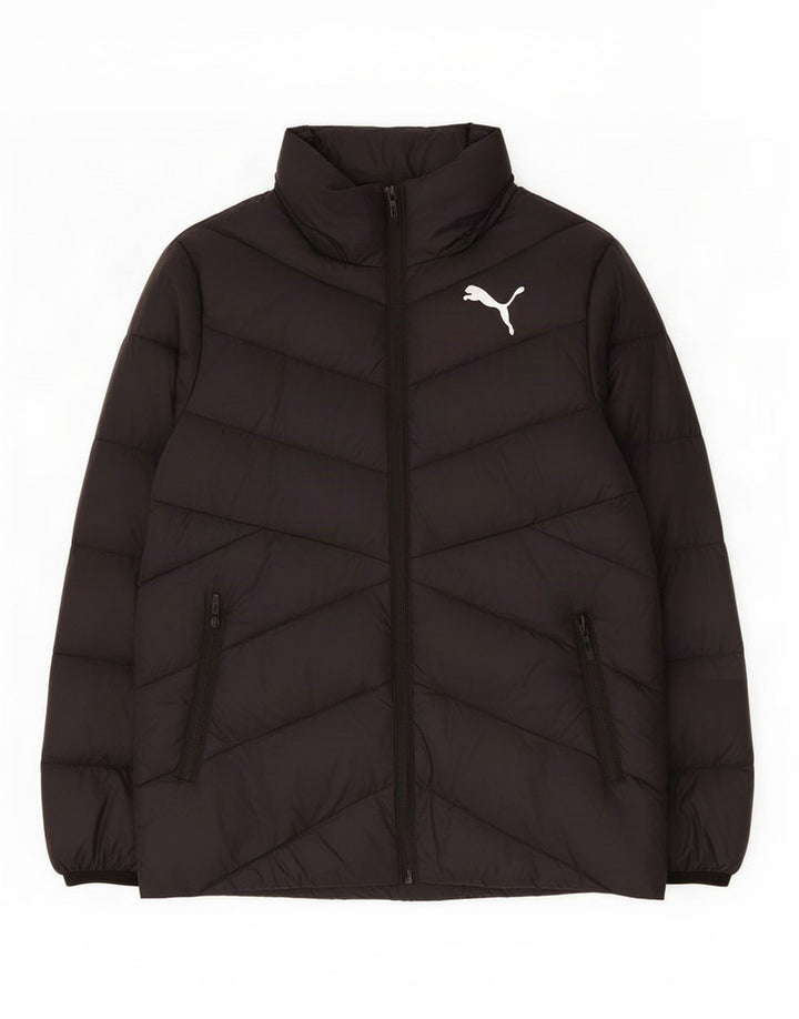 Пуховик Puma для девочек с графическим рисунком 9-10 лет, черный нейлон