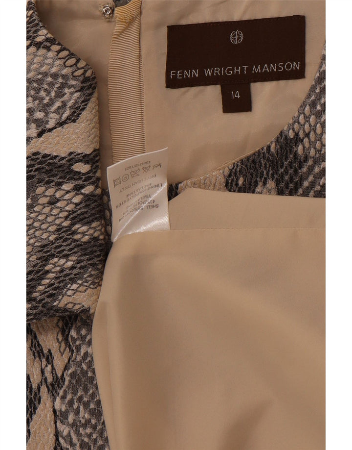 FENN WRIGHT MANSON Womens Sheath Dress UK 14 Large Grey Animal Print Vintage Fenn Wright Manson and Second-Hand Fenn Wright Manson from Messina Hembry 