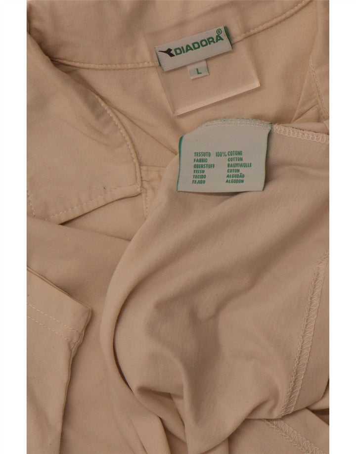 Мужская рубашка-поло DIADORA, большая бежевая, хлопок с цветными блоками