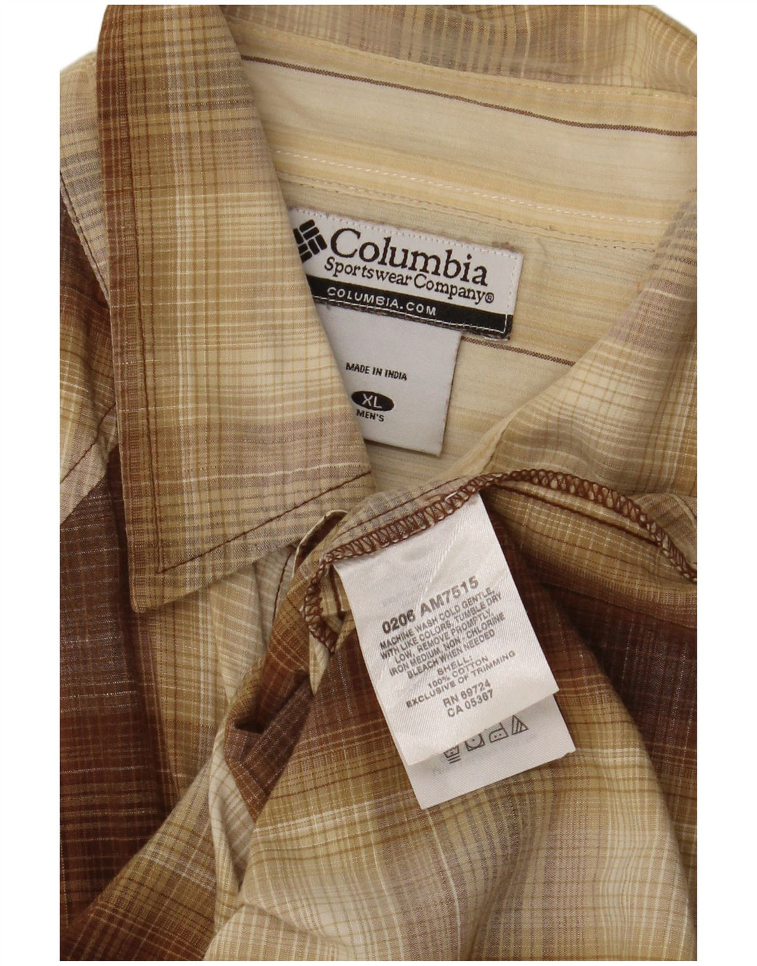 Мужская рубашка Columbia XL из хлопка в коричневую клетку