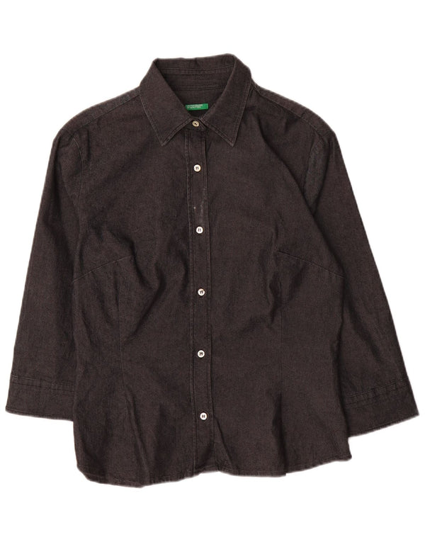 Рубашка женская с рукавом 3/4 BENETTON UK 10, маленькая, серая, хлопок