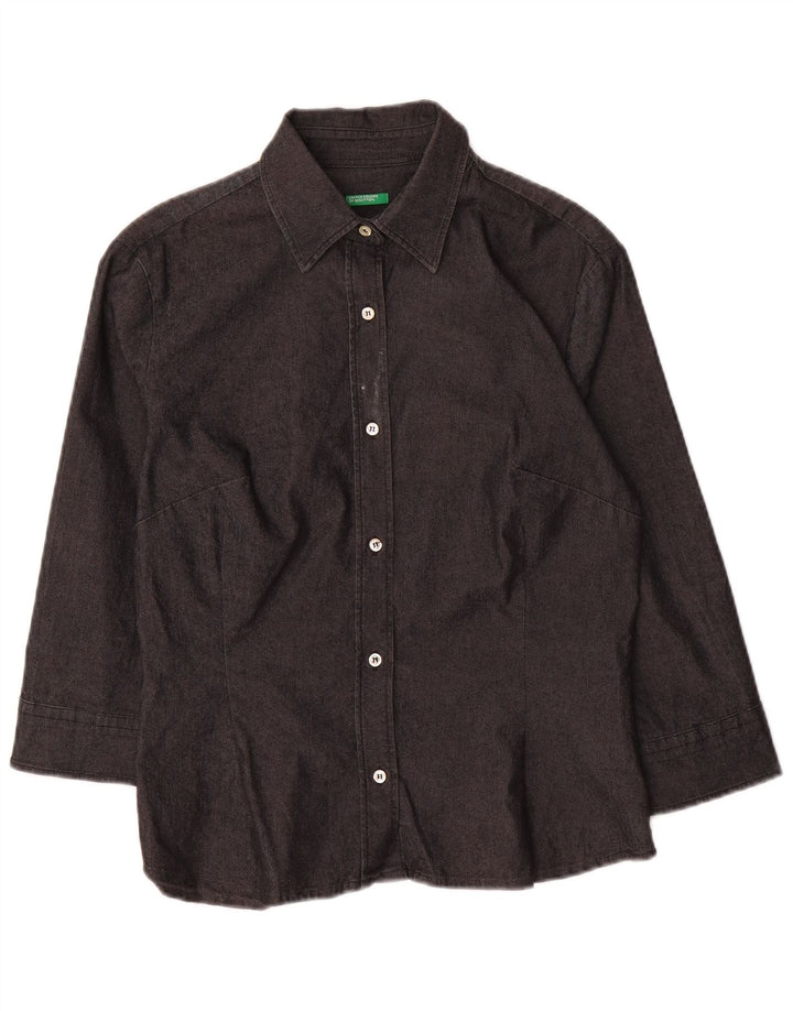 Рубашка женская с рукавом 3/4 BENETTON UK 10, маленькая, серая, хлопок