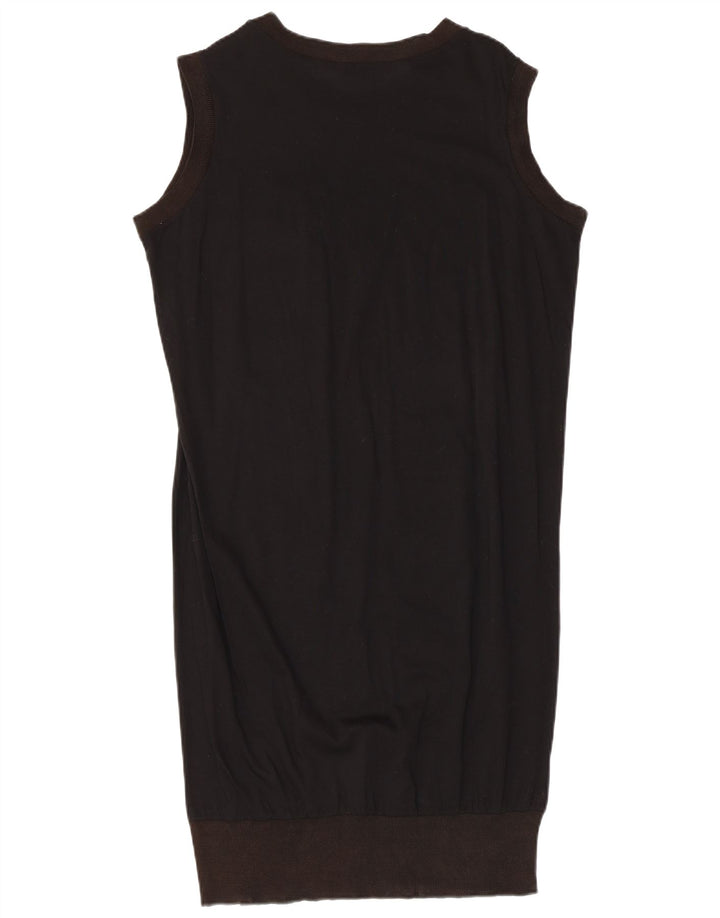 ВИНТАЖНОЕ женское платье без рукавов с рисунком «пузырь» Великобритания 14, средний черный