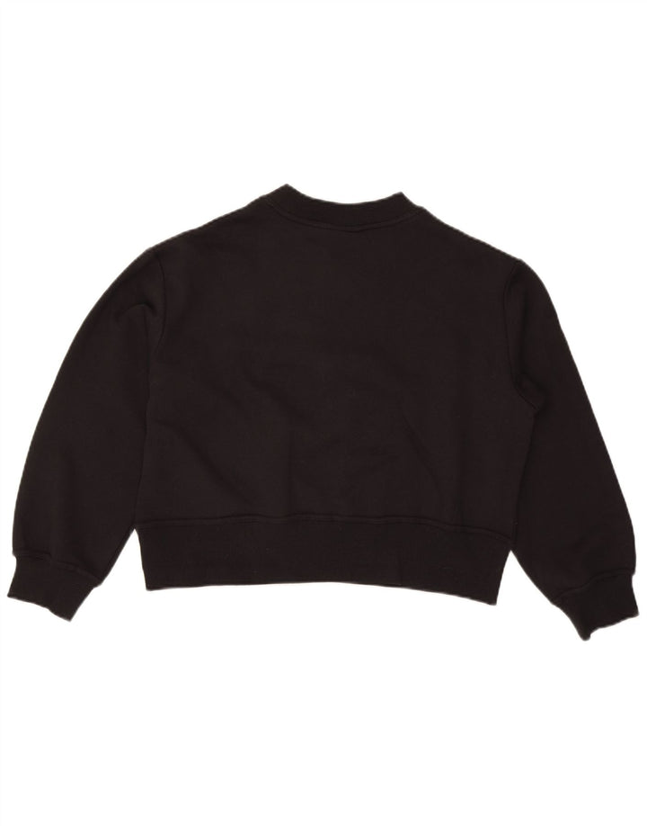 UMBRO Womens Crop Sweatshirt Jumper UK 14 Medium Black Cotton