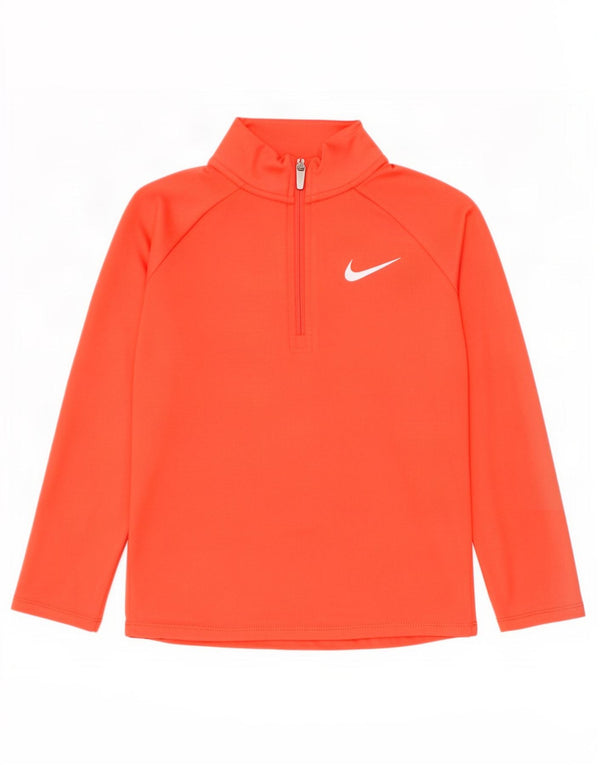 Пуловер с воротником на молнии Nike для девочек, спортивный костюм, топ 6–7 лет, большой оранжевый