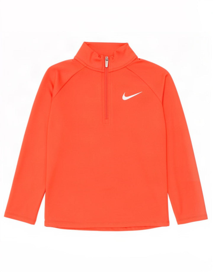 Пуловер с воротником на молнии Nike для девочек, спортивный костюм, топ 6–7 лет, большой оранжевый