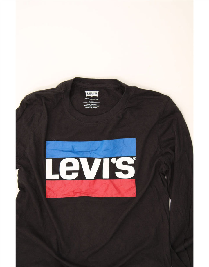 LEVI'S Boys Graphic Top Long Sleeve 14-15 Years Black Cotton Vintage Levi's and Second-Hand Levi's from Messina Hembry 