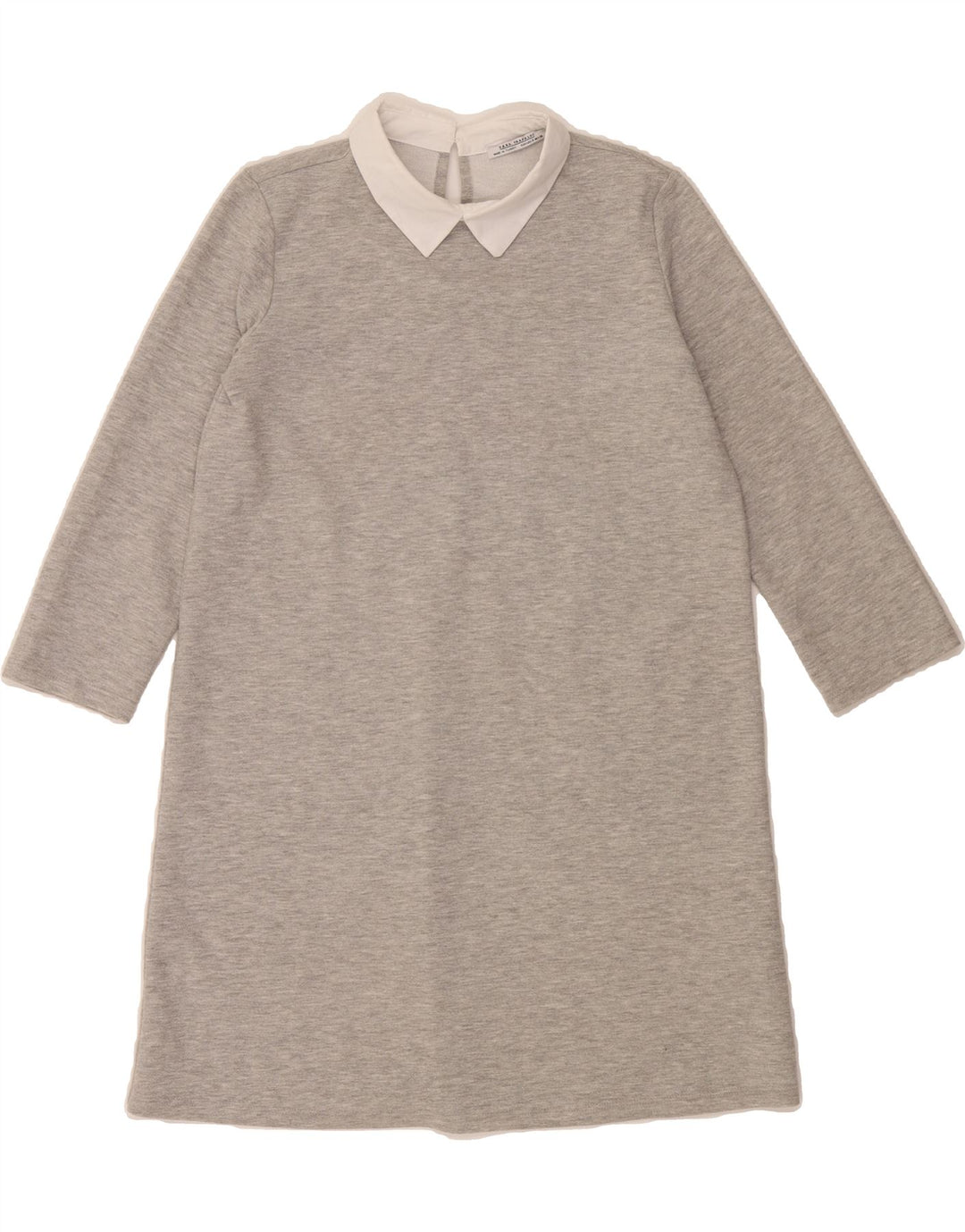 ZARA Womens 3/4 Sleeve Basic Dress UK 10 Small Grey Cotton Vintage Zara and Second-Hand Zara from Messina Hembry 