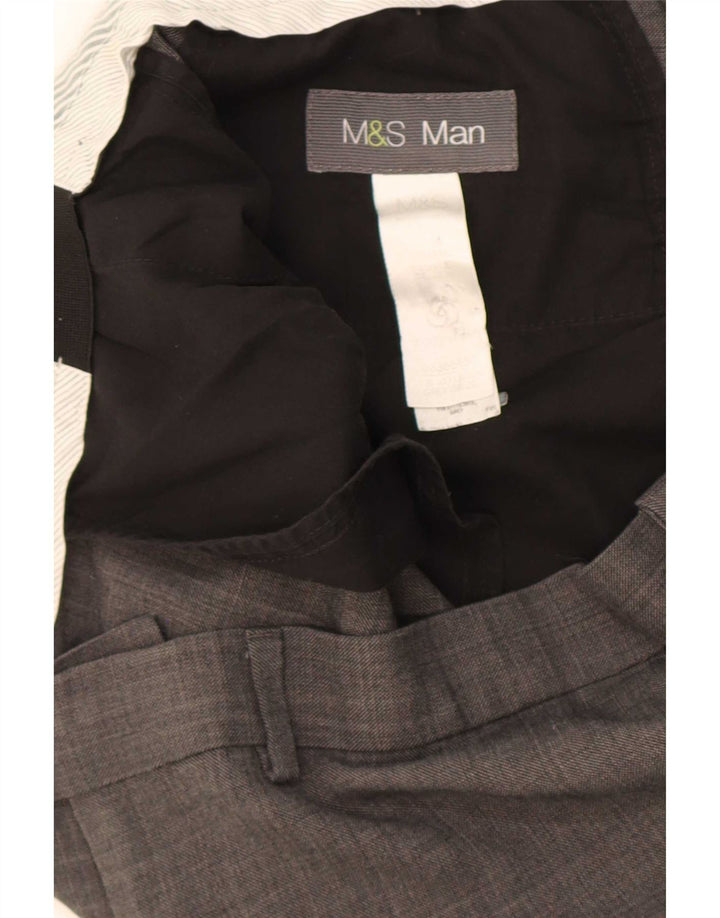 Мужские прямые костюмные брюки Marks & Spencer W38 L27 серые из полиэстера