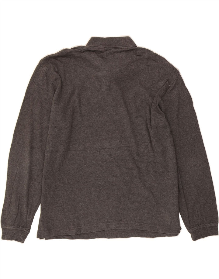IZOD Mens Long Sleeve Polo Shirt Medium Grey Cotton Vintage Izod and Second-Hand Izod from Messina Hembry 