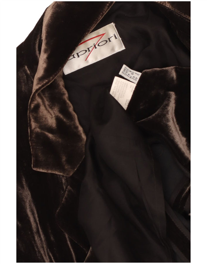 Женский пиджак APRIORI на 3 пуговицах UK 14, большой коричневый шелковый цвет