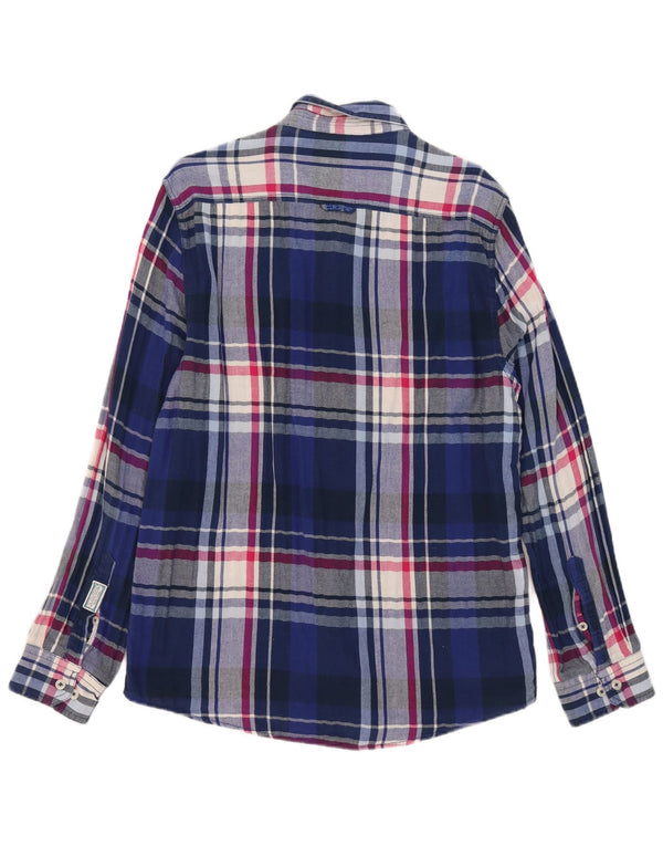 Crew Clothing Мужская фланелевая рубашка индивидуального покроя XL, синяя клетка, хлопок