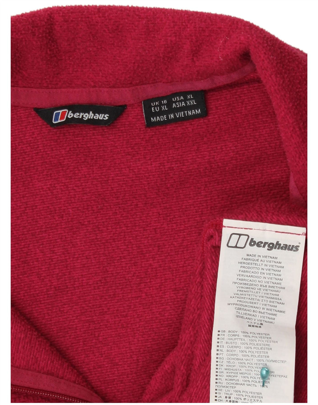 Berghaus Женский флисовый джемпер с воротником на молнии UK 16, большой красный полиэстер