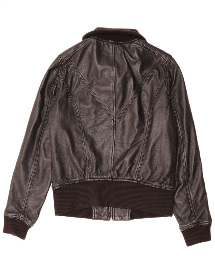 Женская кожаная куртка Pull & Bear UK 14, большая черная кожа