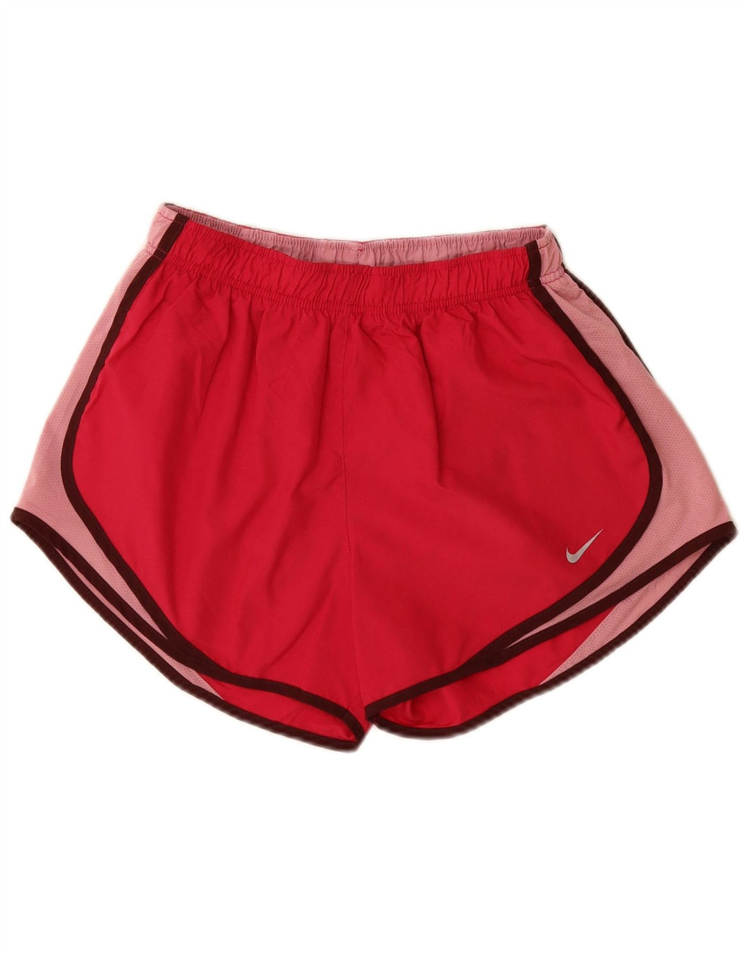 Женские спортивные шорты Nike Dri Fit UK 12, средний красный, полиэстер с цветными блоками
