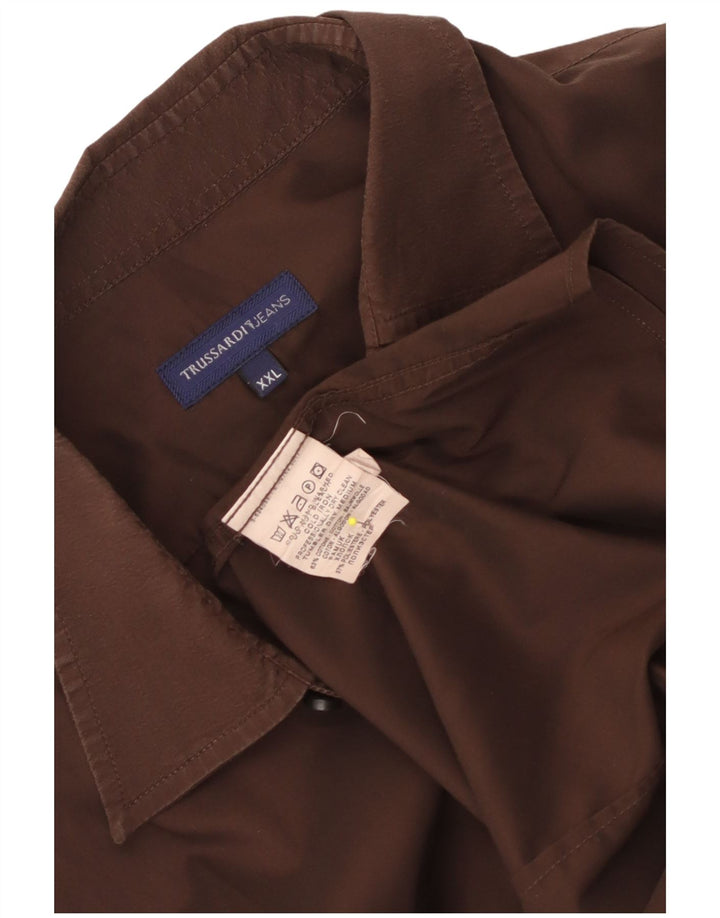 Мужская рубашка Trussardi Jeans 2XL Коричневая, хлопок