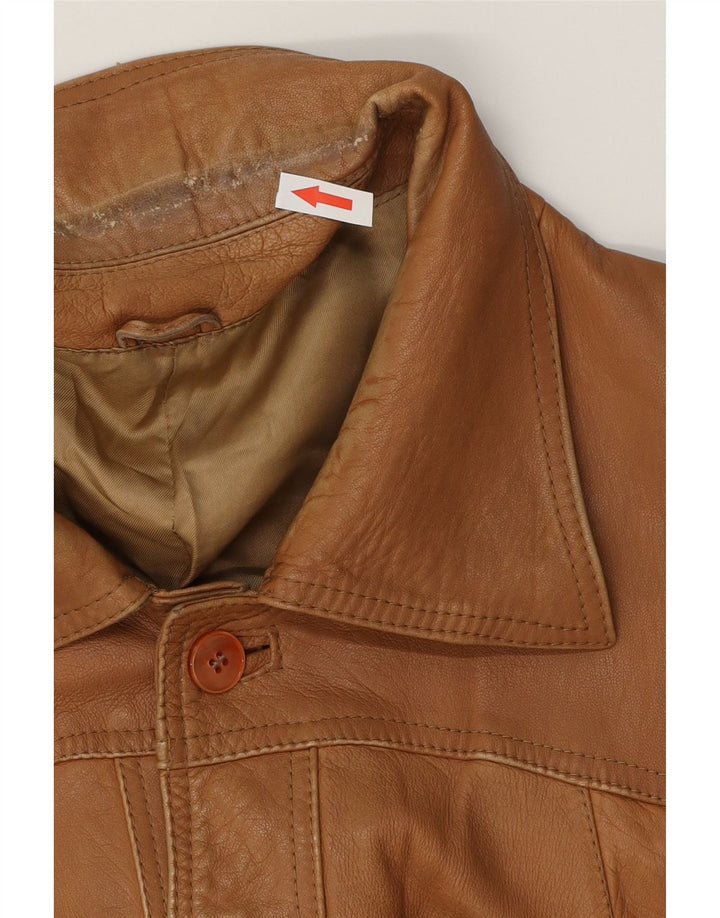 Винтажная мужская кожаная куртка IT 54 2XL Коричневая