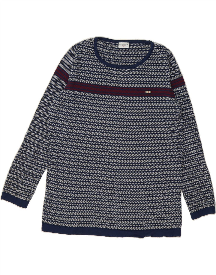 U.S. POLO ASSN. Mens Boat Neck Jumper Sweater Medium Blue Herringbone Vintage U.S. Polo Assn. and Second-Hand U.S. Polo Assn. from Messina Hembry 