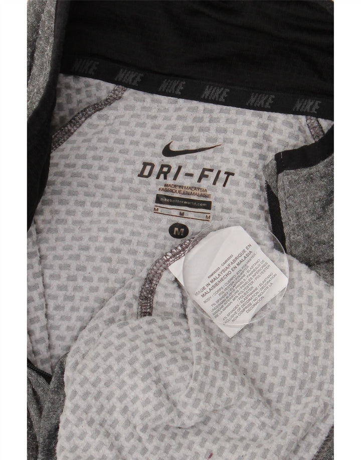 Мужской пуловер с воротником на молнии NIKE Dri Fit, спортивный костюм среднего серого цвета с цветными блоками