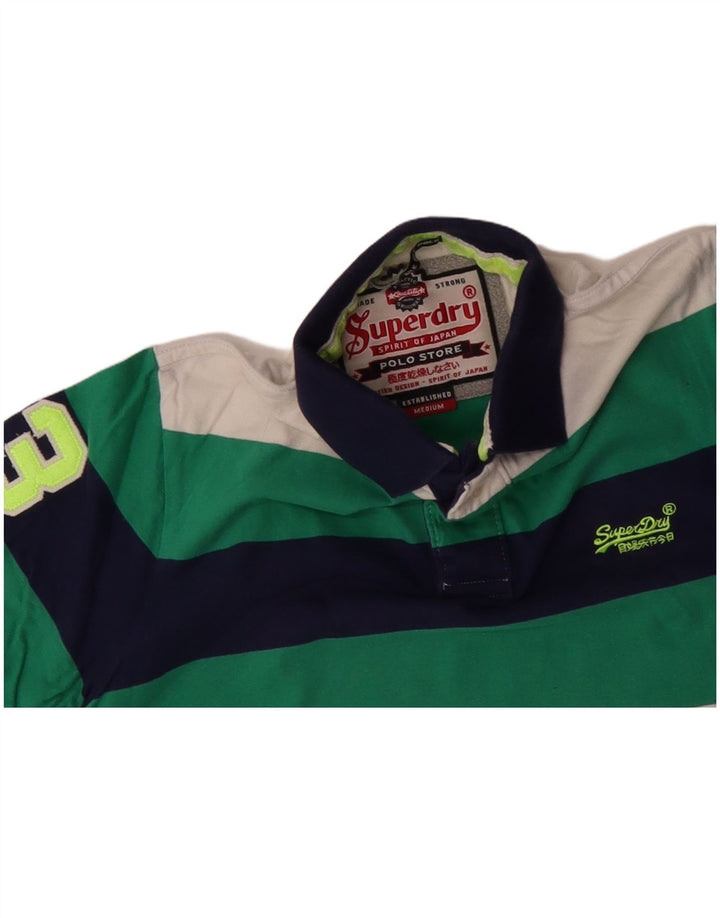 SUPERDRY Мужская рубашка поло с рисунком, хлопковая полоска среднего размера в разноцветную полоску