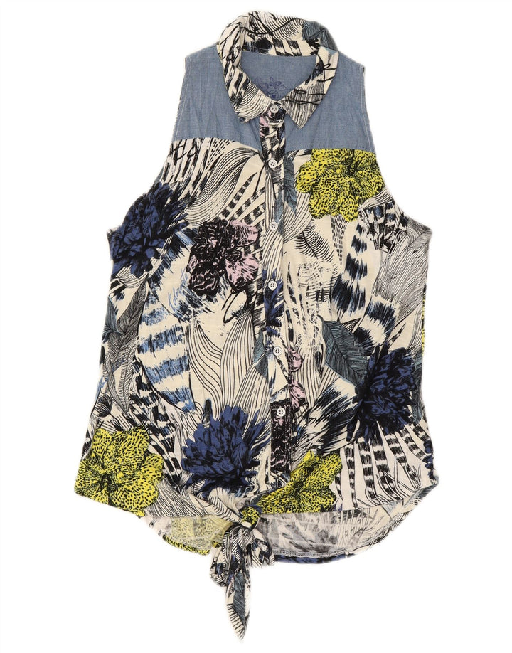 Женская блузка-рубашка без рукавов DESIGUAL UK 14, средний разноцветный цветочный принт