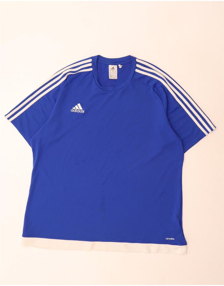 Мужская футболка Adidas Climalite Top 2XL Синяя с цветными блоками из полиэстера
